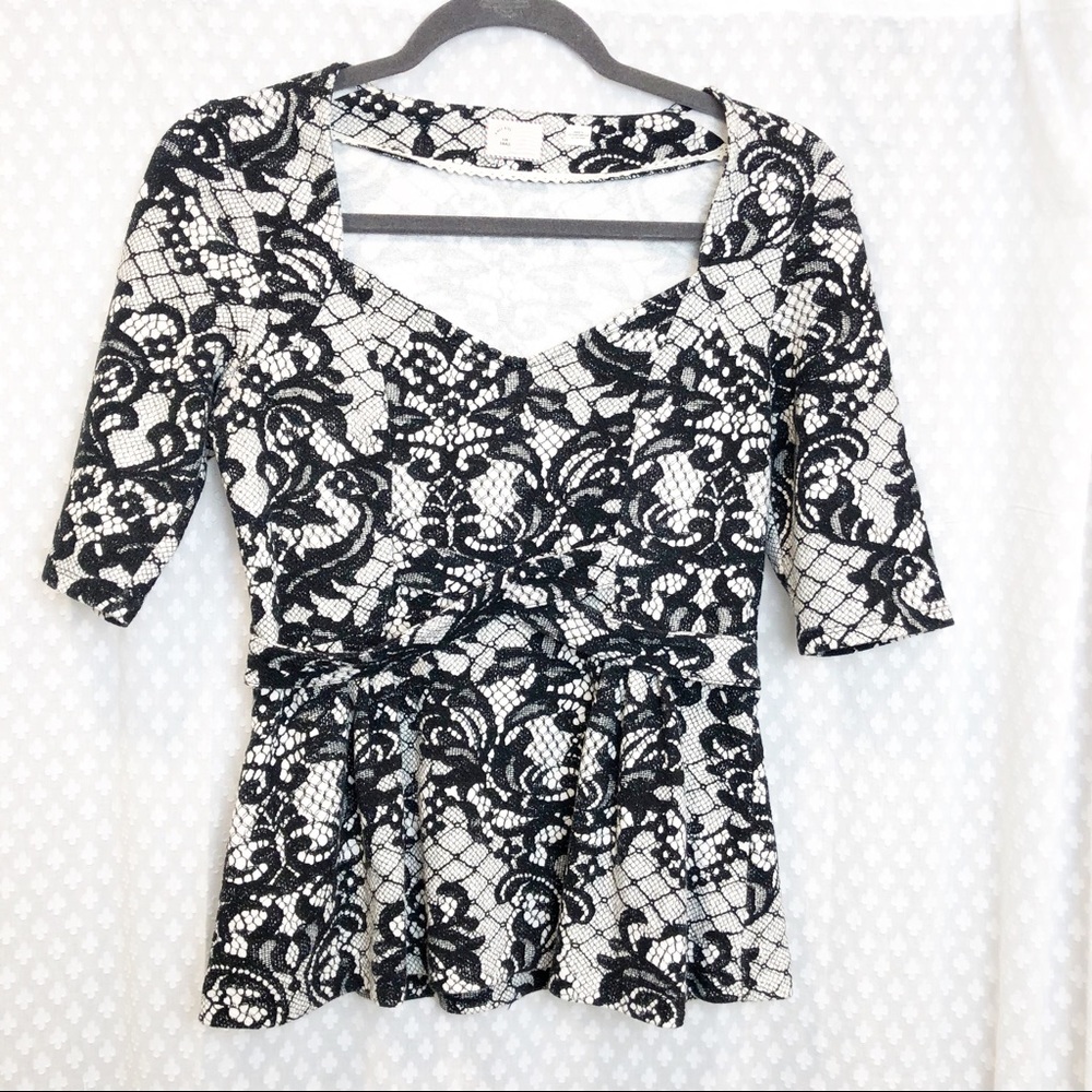 ANTHRO {postmark} • lace printed peplum top SMALL